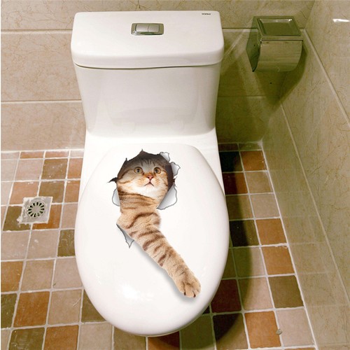 3d Cat 3 Toilet Fridge Laptop Wall Vinyl Decals For Home Decor Mural 23x36 cm - Picture 2 of 7