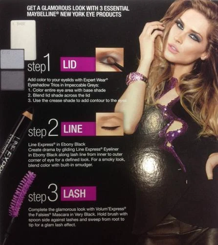 MAYBELLINE* 3pc GLAMOROUS LOOK Eye Shadow Eyeliner Mascara IMPECCABLE GREYS Set - Image 2 of 2