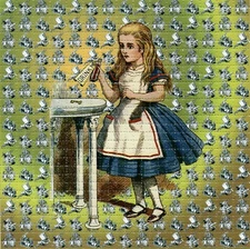 Alice DRINK ME In Wonderland Hatter BLOTTER ART perforated sheet psychedelic art