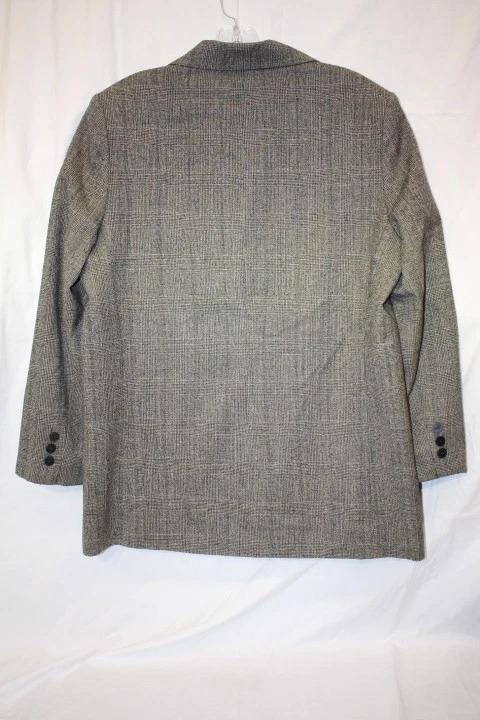 Traje pantalón a cuadros gris y marrón PHILIPPE ADEC para mujer talla 10/12 EE. UU./Francia-B126 Foto 3 de 4