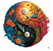 PREMIUM Wood Puzzle In Wooden Box yin/yang Koi . 11x10.6 in/28x27 cm Large 