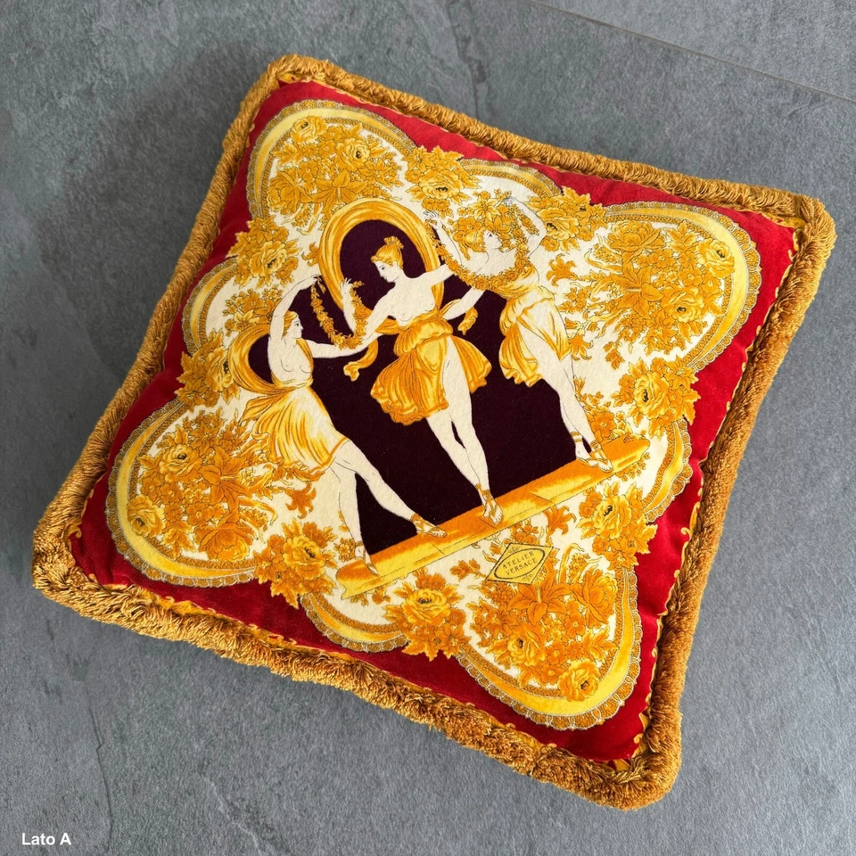 GIANNI VERSACE pillow velvet The Three Graces Dancing by Canova print size 16” - Image 4 of 4