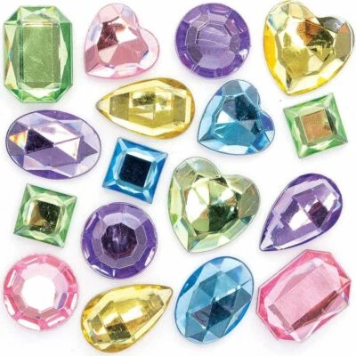 GILCHRIST Large Craft Gems Pastel Jewels Pack 30 Self Adhesive 15-25mm Christmas Crafting