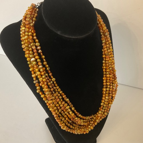 Vintage echte goldene Mabe Perle Multi (8) Strang Halskette Sterlingsilber 18-20 Zoll - Bild 3 von 17