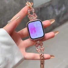 Women Bling Bow Chain Bracelet Watch Band Strap For Apple Watch Series 10/9/8/7