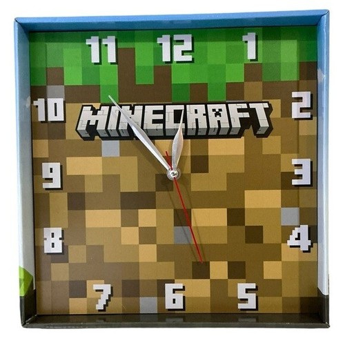 Minecraft Grass Block Square Wall Clock Gamer Home Decor 11 in Tan Green NEW - Picture 15 of 15