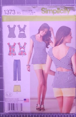 Simplicity 1373, Misses slim pants, shorts and tops with back details size 14-22