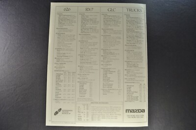 1984 Mazda Brochure RX-7 626 GLC Sedan Wagon Pickup Excellent