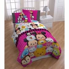 NIP Disney Tsum Tsum Pink Microfiber Soft 4 Piece Full Sheet Set 54"x75" Fitted