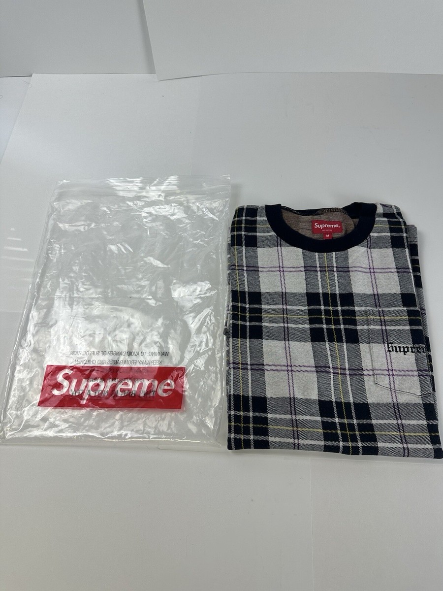 Supreme Tartan Plaid Tee Medium SS18 Short Sleeve Tee Off White