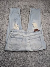 Hollister Jeans Womens 11 Blue High Rise Mom Denim Distressed Stretch Thrashed