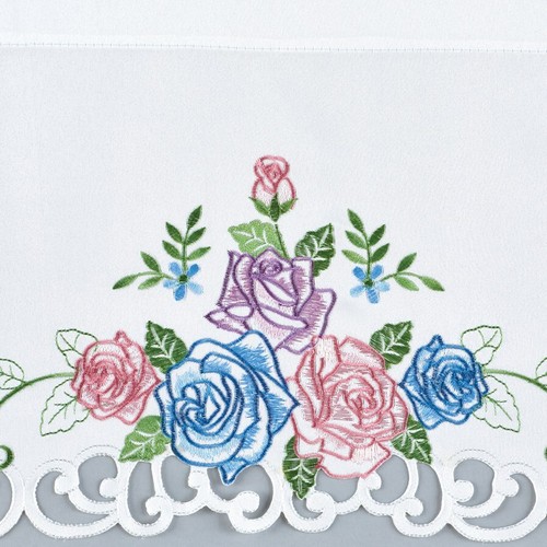 Cefa de ventana rosas bordadas multicolores medidas 14"L x 58""W - Imagen 5 de 5