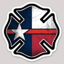 4 Inch Non-Reflective Thin Red Line Texas State Flag Maltese Cross Sticker