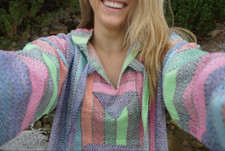 Authentic Mexican Baja Hoodie Drug Rug Pullover Sweatshirt Colorful
