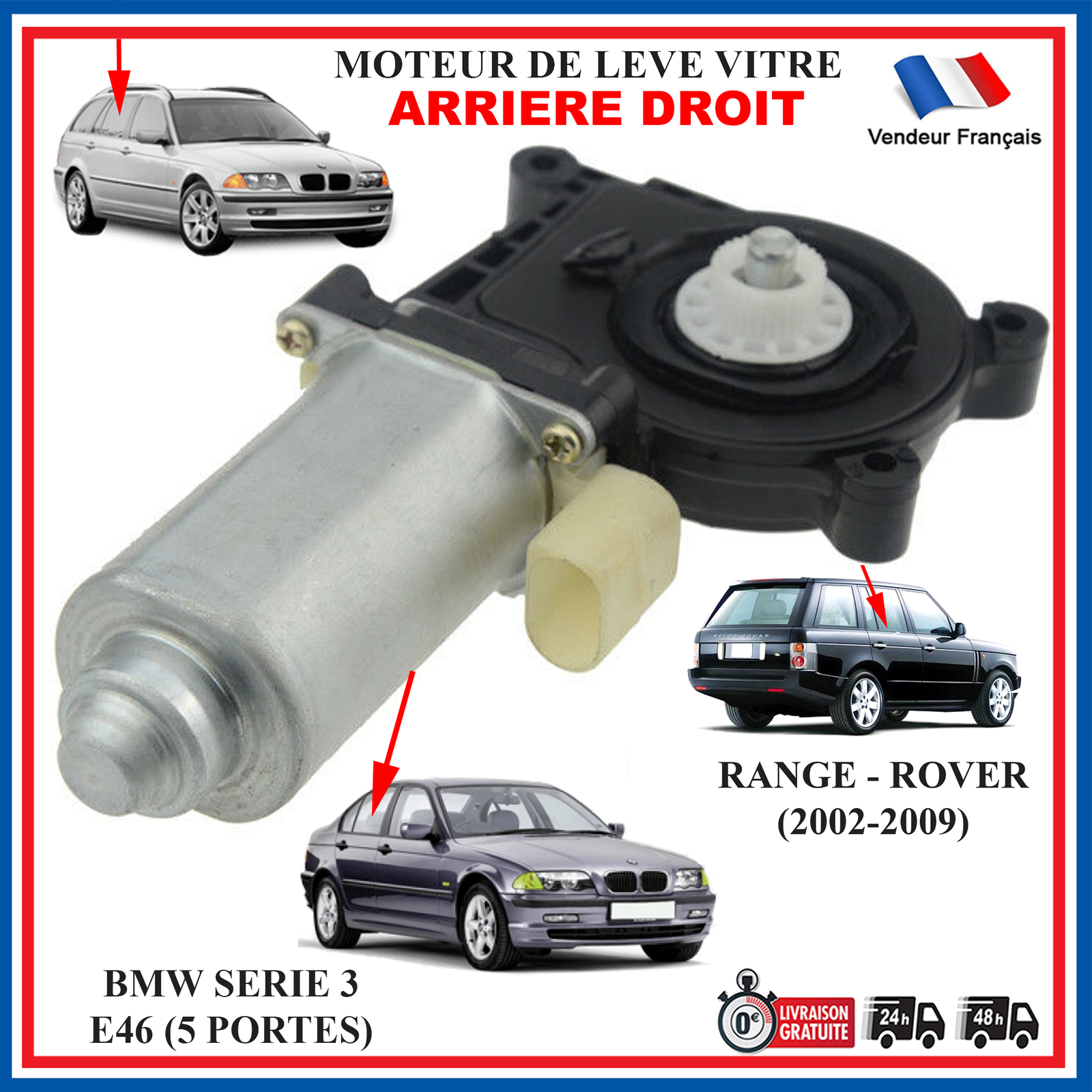 Moteur lève-vitre électrique arrière droit 0130821726 pour Range Rover L322 12V