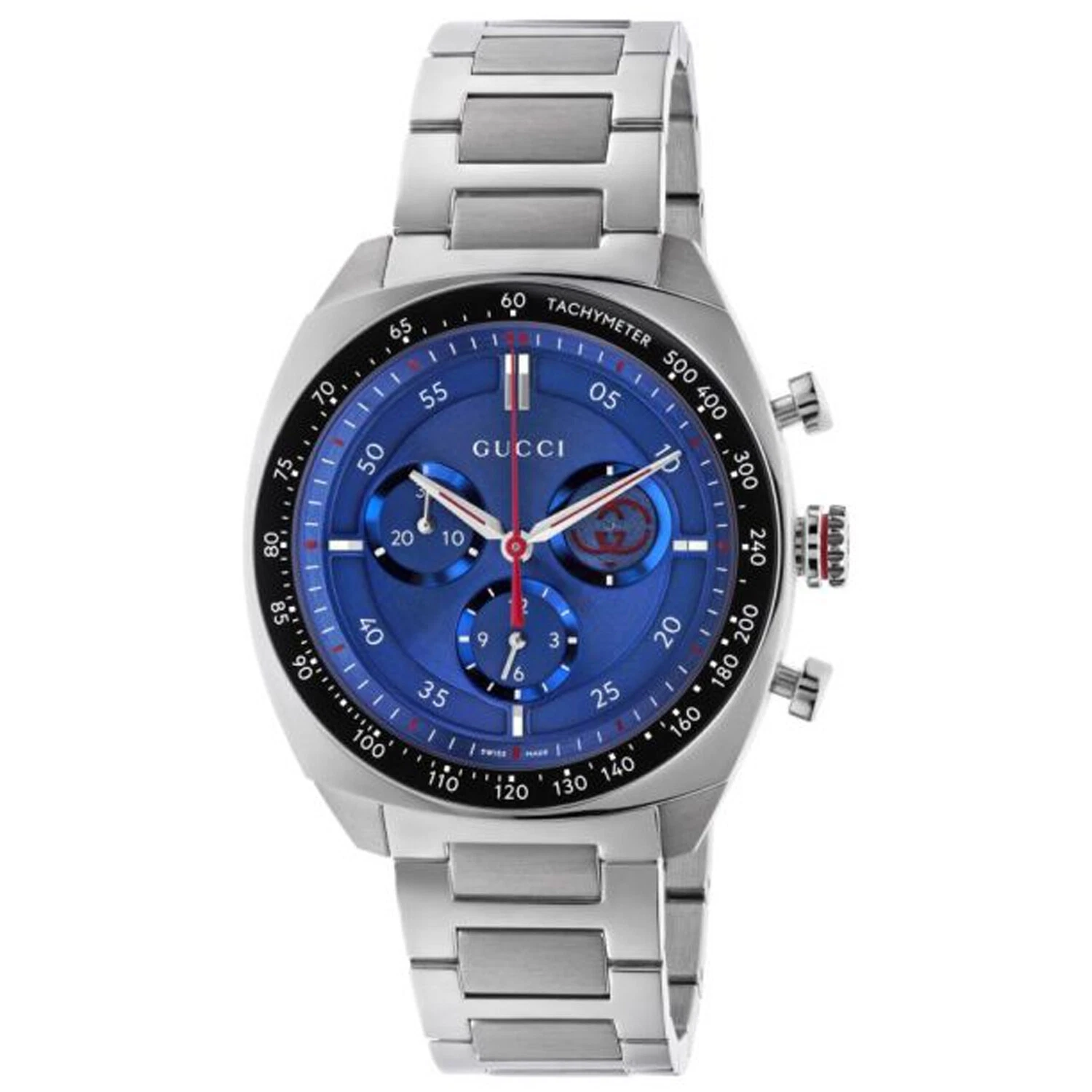 Montre homme Gucci cadran bleu imbriqué   YA142317