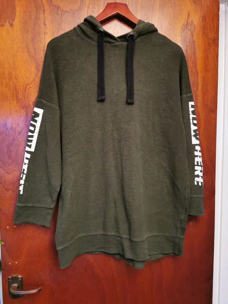 TOPSHOP GREEN LONG HOODIE 8 S Small Long Sleeved Fleece Warm