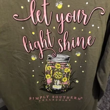 Simply Southern SMALL moss green Long sleeve. New w tag closeout design 