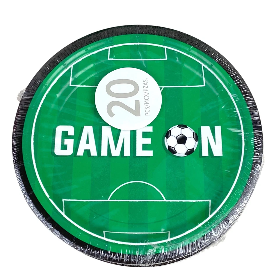 Vajilla desechable para fiesta de fútbol 80 piezas platos pequeños y tazas frías calientes Foto 3 de 4