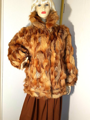 echt Rot Fuchs OVER SIZE 38 40 42 red fox Jacke Mantel Poncho Damen EDEL wP21