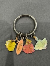 Disney Princess Belle Cinderella Aurora 4 Charms Metal Keychain