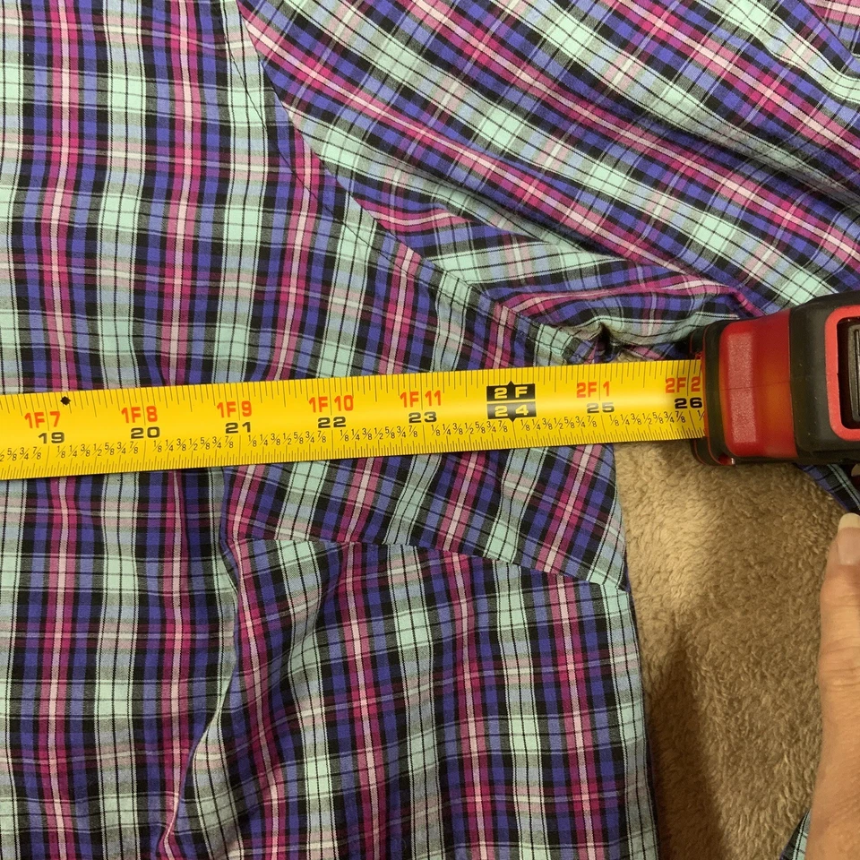 Talbots Womens Plus Size 3X Button Shirt Ruffle Collar Plaid Colorful EUC - Image 4 of 4