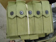 WWII U.S. ORIGINAL OLIVE THOMPSON 5 pocket MAGAZINE POUCH lift the dot original