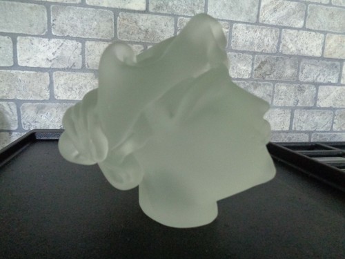 1996 Signed Stephen Fellerman Studio Art Glass Male Head Artist Frosted - Picture 2 of 12