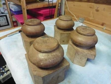 lot of 4 Newels stair post heavy finials Oak Reclaimed salvage baluster solid