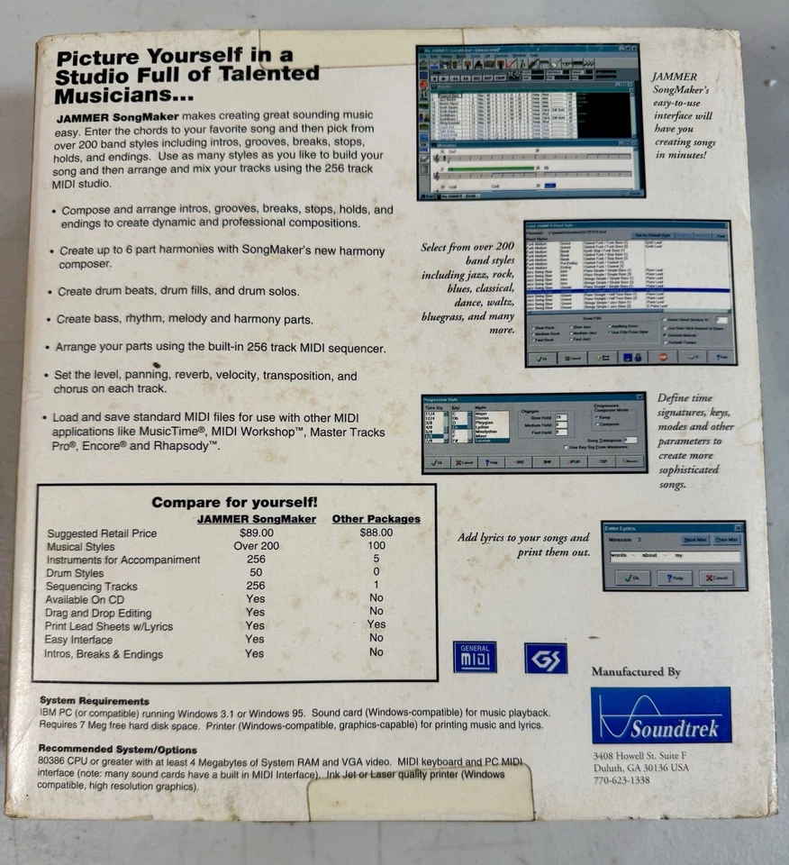 SOUNDTREK JAMMER SONGMAKER WINDOWS VINTAGE COLLECTIBLE SOFTWARE - Factory Sealed - Image 2 of 4