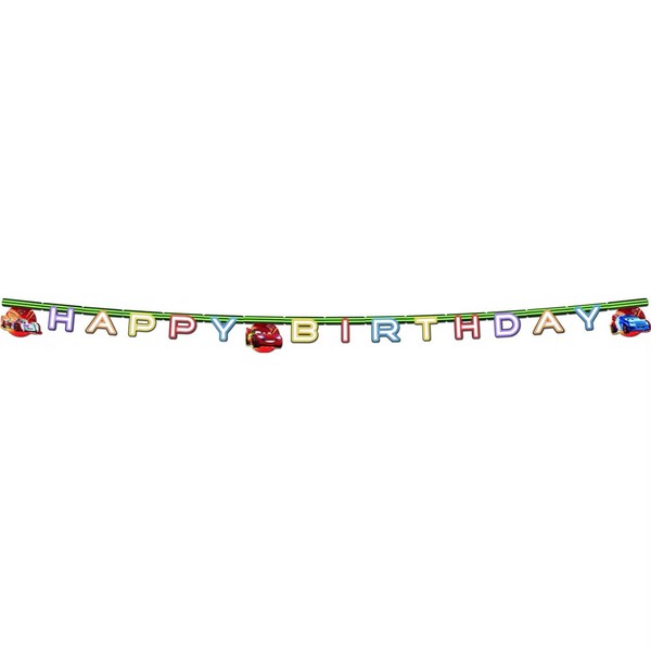 "Cars Neon City \"Happy Birthday\" Gestanzte Girlande Pappe Partykette Geburtstag"-image
