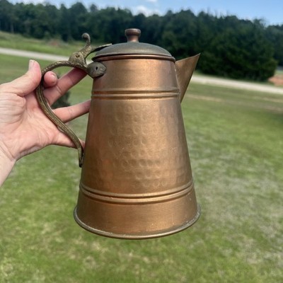 Vintage Rustic Copper Coffee Or Tea Pot with Handle Rustic Cabin Lodge Kitchen
