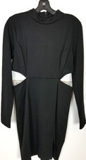Lulus Women Awestruck Long Sleeve Cutout Mini Dress Sz M Black Party Cocktail