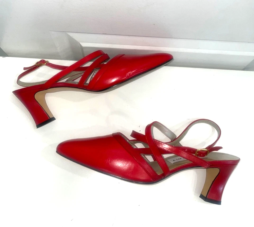 Liz Claiborne Noel Vintage Feminino Salto Gatinho Slingback tamanho 10 Couro Genuíno - Imagem 3 de 4