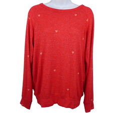 Buffalo David Bitton Shirt Womens Small Red Hearts Long Sleeve Pullover Top
