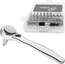 STREBITO Right Angle Screwdriver 32-Piece 1/4 Inch Mini Ratchet Set Low Profile