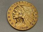1908 $2.50 2.5 Quarter Eagle Indian Head 2.5 Gold Coin Nice Strike Earlier Date