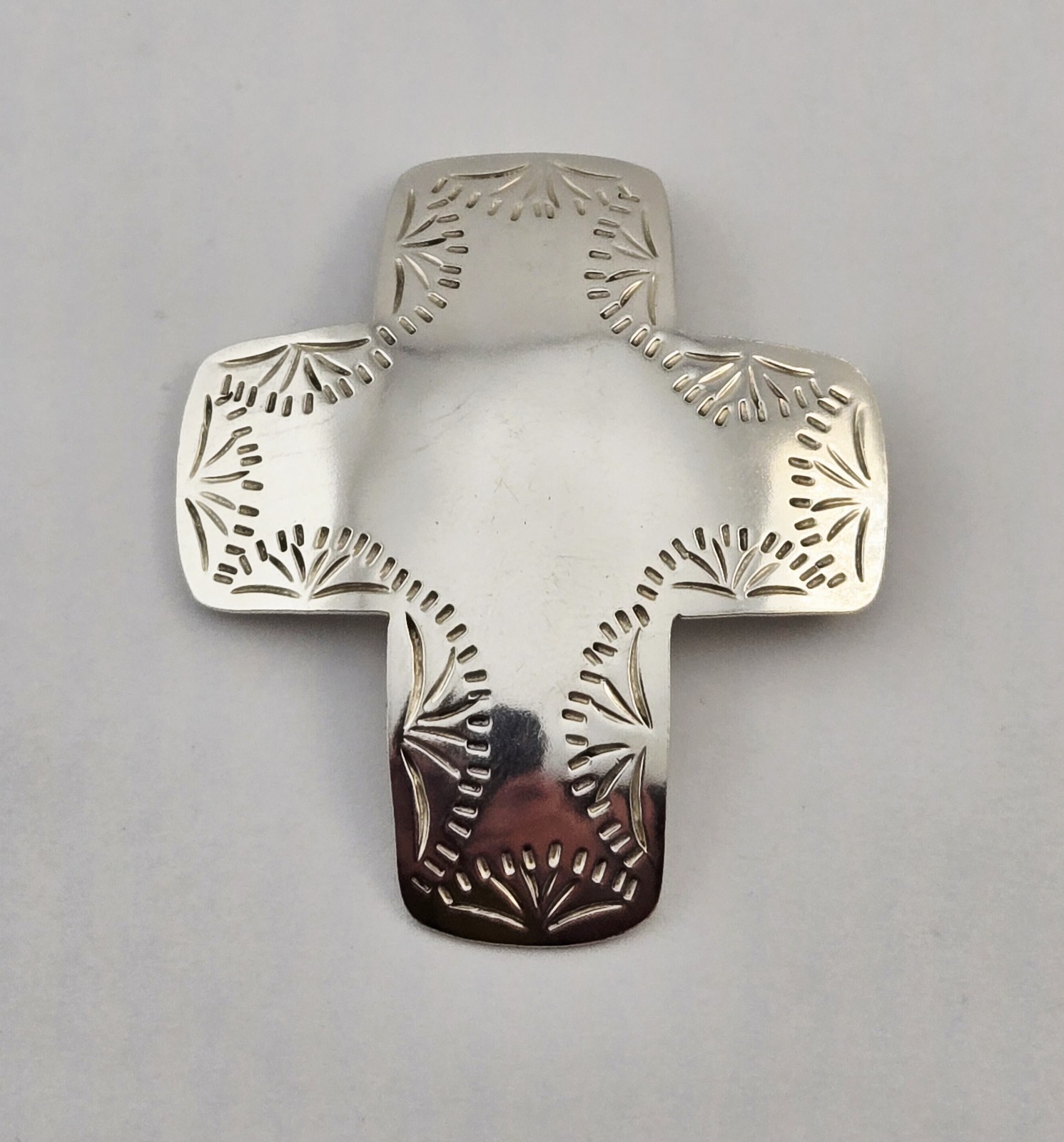 Vintage Taxco Mexico Sterling Silver Stamped Cross Pendant 11.9g TL-03 925