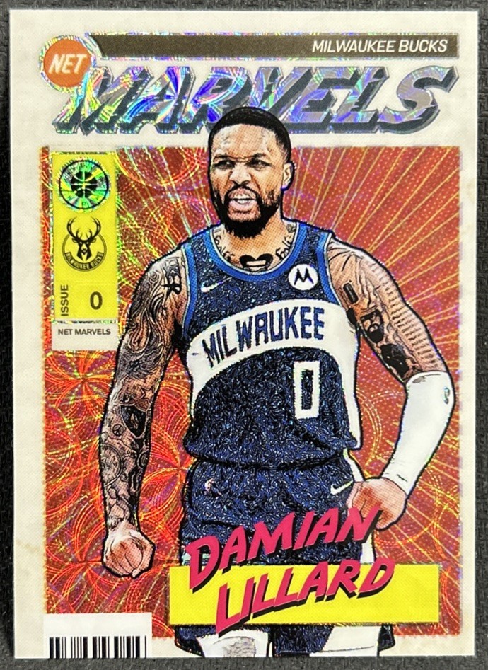 2023-24 Panini Hoops Premium Stock Damian Lillard Scope Net Marvels SSP #30