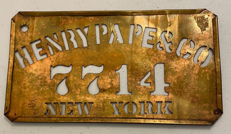 Brass stencil 6.5 x 3.5.Henry Pape & Co. New York