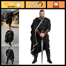 Medieval Velvet Half Shoulder Cloak Cape for Knights, Vikings, LARP, Cosplay