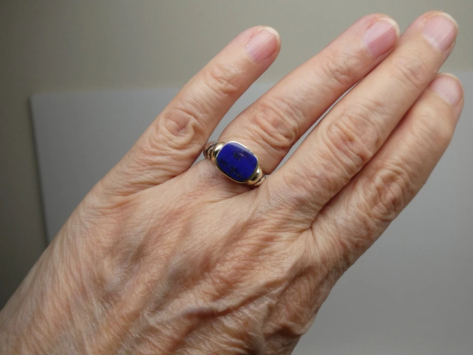 ANILLO DAVID YURMAN Lapislázuli Piedras Preciosas Plata de Ley 925 y 14k YG Talla 5 Foto 4 de 4