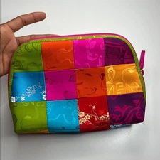Shanghai Tang Multicolor silk floral Patchwork Cosmetic Bag dopamine maximalist