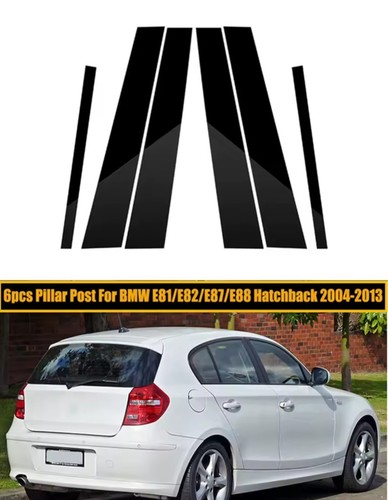 For BMW 1 SERIES E81 E82 E87 E88 WINDOW DOOR B-PILLAR TRIM COVERS GLOSS BLACK - Picture 1 of 7