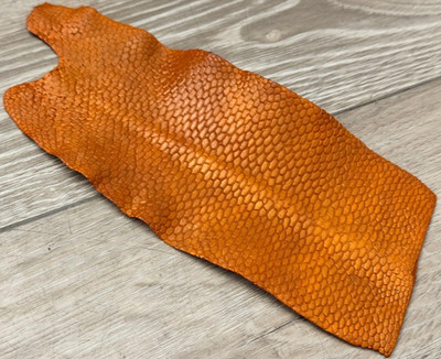 Burnt Orange Hand Dyed Genuine Beaver Tail Hide Skin Leather shark fish 168
