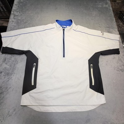 FootJoy Windbreaker Jacket Mens XL White Tour Collection 1/4 Zip Pockets