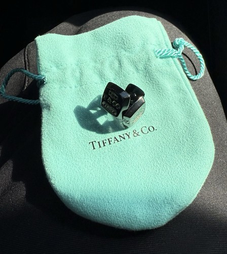 Tiffany & Co Silver 1837 Black Titanium Cufflinks Cuff Links Link - Picture 7 of 7