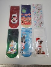 Christmas Holiday Ankle Socks Lot of 6 Pairs Unisex Kitties Zebra Nutella