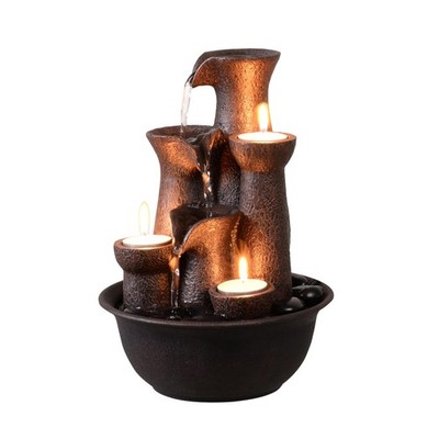 Tabletop Fountain 3 Candles, Indoor Waterfall Fountain for Meditation, Deskto...