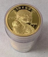 2008-S Sacagawea Native American Dollar Proof 25-Coin Roll Tube $1